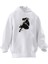 Unisex Premium Pamuk Beyaz Düşünceli Kız Çizim Baskılı 3 Iplik Kapüşonlu Sweatshirt 1