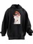 Unisex Premium Pamuk Siyah Taçlı Prenses Baskılı 3 Iplik Kapüşonlu Sweatshirt 1