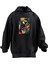 Unisex Premium Pamuk Siyah Renkli Papağan Baskılı 3 Iplik Kapüşonlu Sweatshirt 1