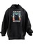 Unisex Premium Pamuk Siyah Pew Pew Kedi Baskılı 3 Iplik Kapüşonlu Sweatshirt 1