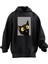 Unisex Premium Pamuk Siyah Sarı Gözlü Kedi Baskılı 3 Iplik Kapüşonlu Sweatshirt 1
