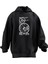 Unisex Premium Pamuk Siyah Zaman Saat Çift Baskılı 3 Iplik Kapüşonlu Sweatshirt 1