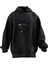 Unisex Premium Pamuk Siyah Kara Kedi Şarap Baskılı 3 Iplik Kapüşonlu Sweatshirt 1