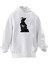 Unisex Premium Pamuk Beyaz Yarasa Kedi Kurukafa Baskılı 3 Iplik Kapüşonlu Sweatshirt 1