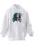 Unisex Premium Pamuk Beyaz Yeşil Kurukafa Baskılı 3 Iplik Kapüşonlu Sweatshirt 1