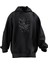 Unisex Premium Pamuk Siyah Noel Karakalem Baskılı 3 Iplik Kapüşonlu Sweatshirt 1