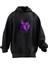 Unisex Premium Pamuk Siyah Mor Anime Çift Baskılı 3 Iplik Kapüşonlu Sweatshirt 1