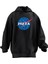 Unisex Premium Pamuk Siyah Pizza Nasa Baskılı 3 Iplik Kapüşonlu Sweatshirt 1