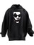 Unisex Premium Pamuk Siyah Silik Joker Baskılı 3 Iplik Kapüşonlu Sweatshirt 1
