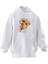Unisex Premium Pamuk Beyaz Pizza Dilim Desen Baskılı 3 Iplik Kapüşonlu Sweatshirt 1
