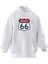 Unisex Premium Pamuk Beyaz ROUTE66 Baskılı 3 Iplik Kapüşonlu Sweatshirt 1