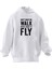 Unisex Premium Pamuk Beyaz Walk Fly Baskılı 3 Iplik Kapüşonlu Sweatshirt 1