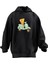 Unisex Premium Pamuk Siyah Pizza Scoter Baskılı 3 Iplik Kapüşonlu Sweatshirt 1