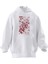 Unisex Premium Pamuk Beyaz Yapraklar Kırmızı Baskılı 3 Iplik Kapüşonlu Sweatshirt 1