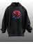 Unisex Premium Pamuk Siyah Boyalı Kırmızı Tek Gül Baskılı 3 Iplik Kapüşonlu Sweatshirt 1