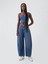 Kadın Koyu Mavi High Rise Horseshoe Jean Pantolon 1