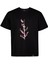 Unisex Kısa Kollu Tshirt Nakışlı Işlemli Sakura Katana Erkek - Kadın Siyah Rahat Kesim 1