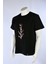 Unisex Kısa Kollu Tshirt Nakışlı Işlemli Sakura Katana Erkek - Kadın Siyah Rahat Kesim 3