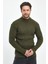 Erkek Haki Regular Fit Yarım Balıkçı Yaka Fitilli Triko Kazak RF0447 1