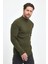Erkek Haki Regular Fit Yarım Balıkçı Yaka Fitilli Triko Kazak RF0447 2