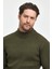 Erkek Haki Regular Fit Yarım Balıkçı Yaka Fitilli Triko Kazak RF0447 3