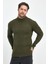 Erkek Haki Regular Fit Yarım Balıkçı Yaka Fitilli Triko Kazak RF0447 4