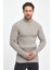 Erkek Vizon Regular Fit Yarım Balıkçı Yaka Fitilli Triko Kazak RF0447 1