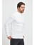 Erkek Beyaz Regular Fit Yarım Balıkçı Yaka Fitilli Triko Kazak RF0447 2