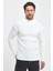 Erkek Beyaz Regular Fit Yarım Balıkçı Yaka Fitilli Triko Kazak RF0447 4