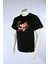 Siyah Regular Fit Unisex Pamuklu T-Shirt Rahat Kalıp Full Nakışlı Anime Kısa Kollu Tişört 3
