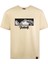 Kahverengi Regular Fit Unisex Pamuklu T-Shirt Rahat Kalıp Full Nakışlı Bej Kısa Kollu Tişört 1