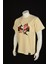 Kahverengi Regular Fit Unisex Pamuklu T-Shirt Rahat Kalıp Full Nakışlı Bej Kısa Kollu Tişört 3