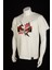 Beyaz Regular Fit Unisex Pamuklu T-Shirt Rahat Kalıp Full Nakışlı Anime Kısa Kollu Tişört 3