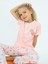 Kız Çocuk Kısa Kollu Pamuklu Düğme Detaylı Little Dreamer Pijama Takımı Somon 1