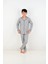 Erkek Çocuk Uzun Kollu %100 Pamuklu Düğmeli Pijama Takımı Mini Kare 1