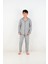 Erkek Çocuk Uzun Kollu %100 Pamuklu Düğmeli Pijama Takımı Mini Kare 3