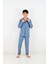Erkek Çocuk Uzun Kollu %100 Pamuklu Düğmeli Pijama Takımı Mini Kare 2