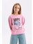 Kız Çocuk Disney Mickey Mouse &Friends Relax Fit Bisiklet Yaka Sweatshirt D3114A824WN 1