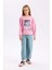 Kız Çocuk Disney Mickey Mouse &Friends Relax Fit Bisiklet Yaka Sweatshirt D3114A824WN 2