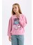 Kız Çocuk Disney Mickey Mouse &Friends Relax Fit Bisiklet Yaka Sweatshirt D3114A824WN 4