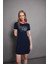 Coool Bodycon Vücuda Oturan Bisiklet Yaka Baskılı Fitilli Kaşkorse Kısa Kollu Mini Siyah Elbise D4502AX24AU 3