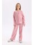 Kız Çocuk Pijama Takımı Pelüş Uzun Kollu Üst Beli Lastikli Geniş Bol Paça Alt A9859A824WN 1