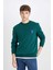 New Regular Fit Bisiklet Yaka Baskılı Kalın Sweatshirt D3670AX24AU 1