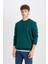 New Regular Fit Bisiklet Yaka Baskılı Kalın Sweatshirt D3670AX24AU 4