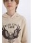 Erkek Çocuk 2'li Takım Kapüşonlu Baskılı Sweatshirt Beli Lastikli Eşofman Altı E1931A824CW 5