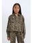 Kız Çocuk Leopar Desenli Düğmeli Gabardin Uzun Kollu Gömlek Ceket E2773A824WN 1
