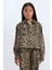 Kız Çocuk Leopar Desenli Düğmeli Gabardin Uzun Kollu Gömlek Ceket E2773A824WN 3