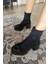 022 2416 Topukla Kadın Steç Dalgıç Kumaş Deri 6 cm Platform Topuklu Bot 2
