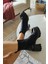 022 2416 Topukla Kadın Steç Dalgıç Kumaş Deri 6 cm Platform Topuklu Bot 4