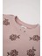 Kız Bebek 2'li Takım Çiçekli Bisiklet Yaka Sweatshirt İspanyol Paça Tayt D1678A524WN 3